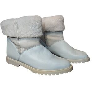 La Canadienne‎ Boots Womens Size 11 Blue Leather Shearling Lined Winter Snow